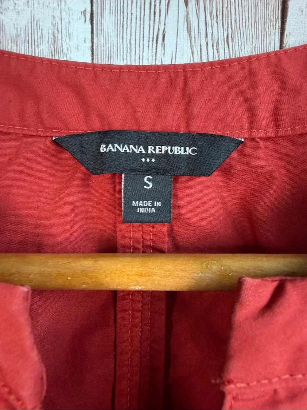 Banana Republic Puff Sleeve Pintuck Poplin Blouse sz Small Burnt Orange Red Fall
